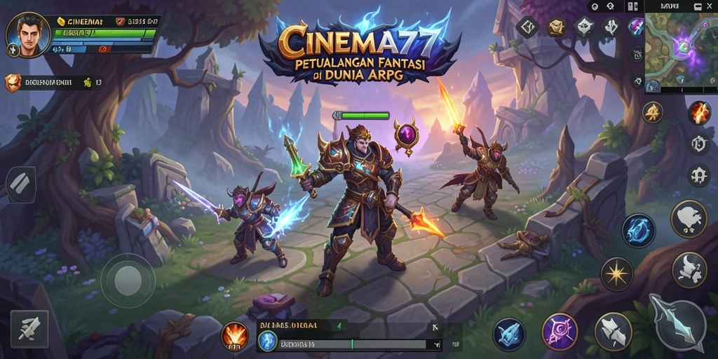 Tampilan gameplay epik dalam CINEMA77 dengan aksi pertarungan yang intens.