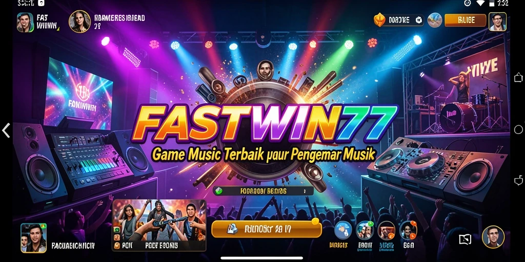 Screenshot FASTWIN77 menunjukkan antarmuka aplikasi musik yang menarik.