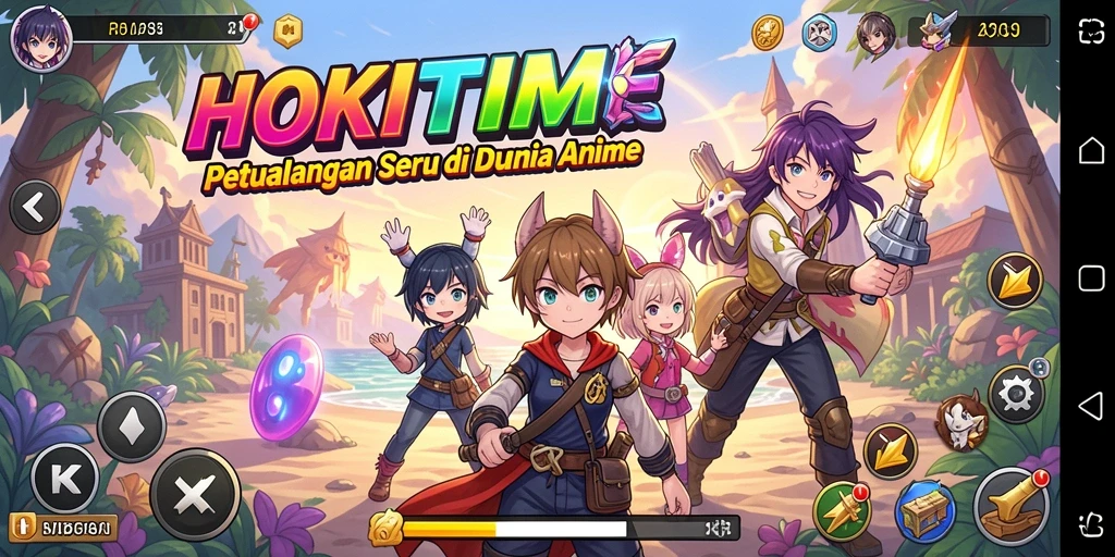 Tampilan gameplay HOKITIME yang menarik dengan karakter anime yang beragam.