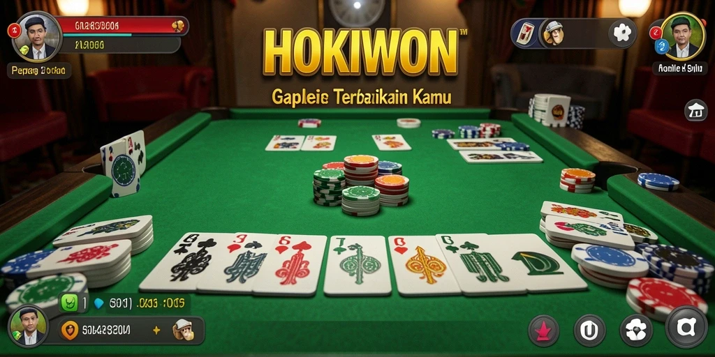 Gameplay seru Gaple di HOKIWON dengan teman-teman.