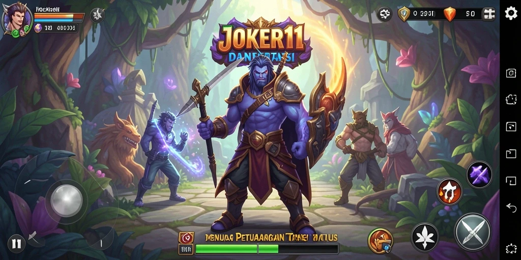 Screenshot utama JOKER11 menampilkan aksi pertempuran seru dalam dunia MMORPG.