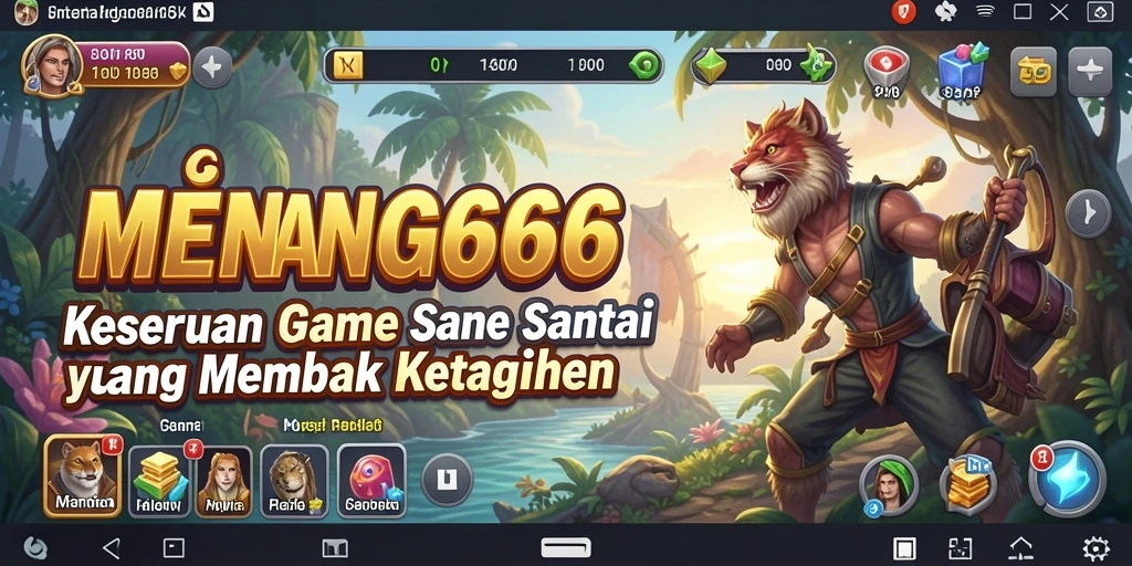 Screenshot utama MENANG666 menampilkan gameplay santai dan penuh warna.