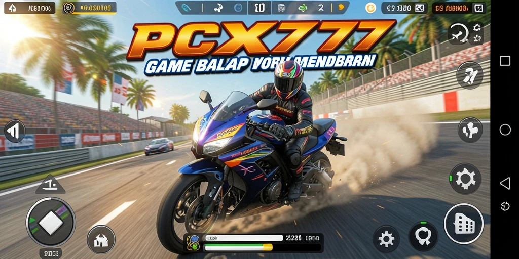 Gameplay mendebarkan motor balap dalam PCX777.