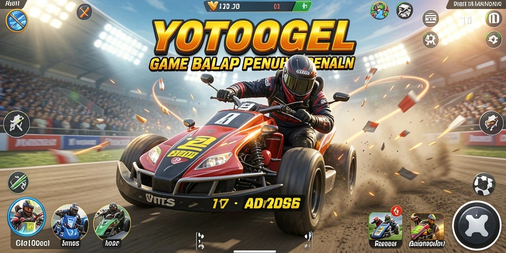 Screenshot gameplay YOTOGEL menampilkan mobil balap di trek menantang.
